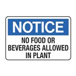 Notice No Food Or Beverages Allowed in Plant Decal